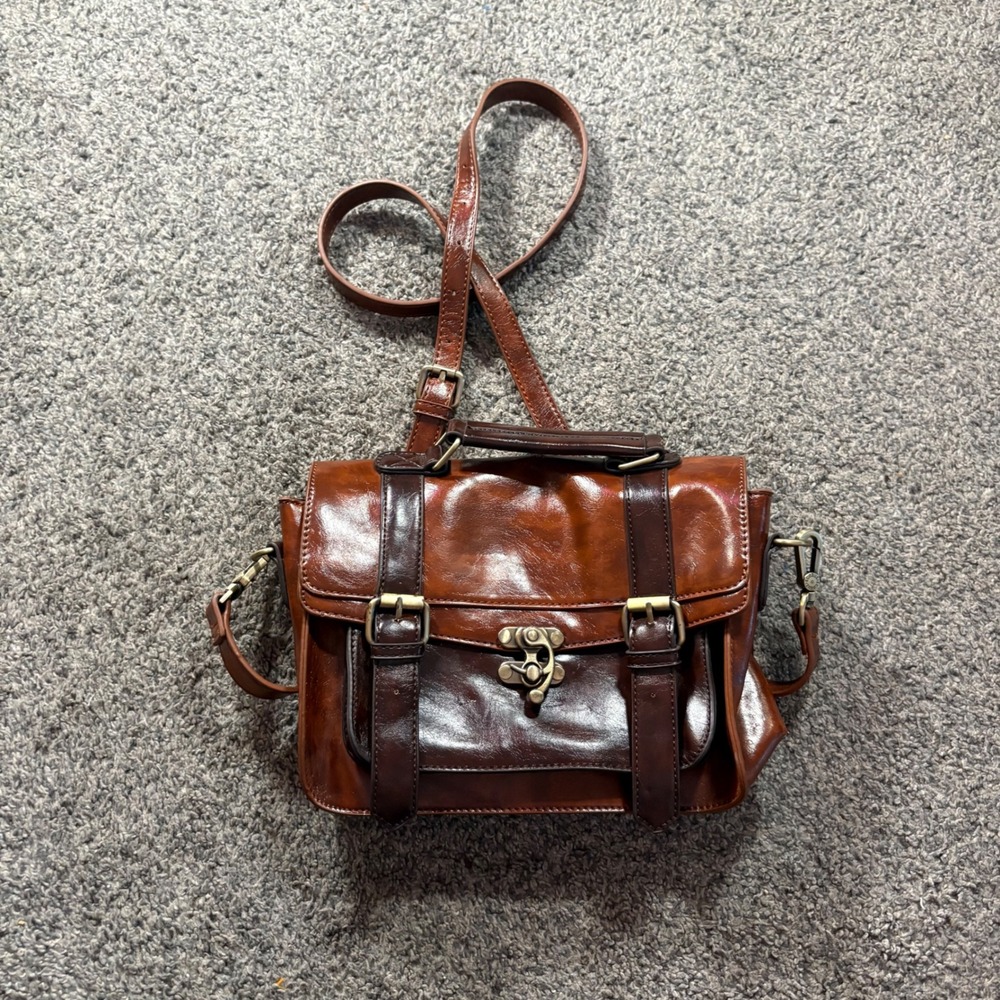 Ecosusi Messenger Bag Womens‎ Small Brown Fair Faux Leather Satchel Crossbody